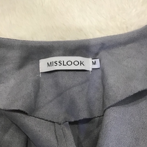 MissLook Women Size Med Faux Suede Slate Gray Drape Jacket Blazer Open Front - Picture 6 of 9